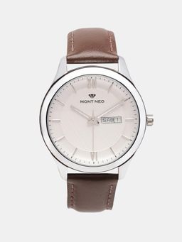 Mont Neo - Elegant Silver Analog Men Leather Watch 8009D-L1103 (M)
