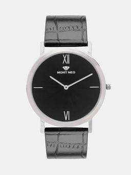 Mont Neo - Men Quartz Analog Black Dial Leather Watch 8011B-L1104 (M)