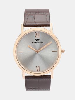 Mont Neo - Men Quartz Silver Dial Analog Leather Watch 8011B-L3303 (M)