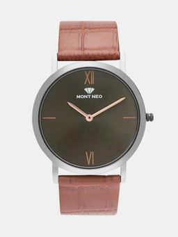 Mont Neo - Men Quartz Analog Gun Dial Leather Watch 8011B-L8816 (M)
