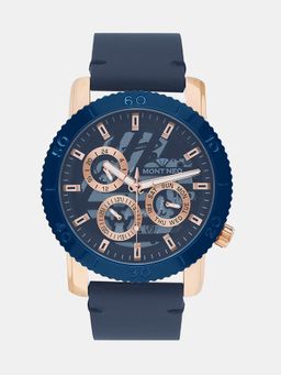 Mont Neo - Men Quartz Blue Dial Chronograph Leather Watch 8017M-L3505 (M)