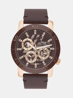 Mont Neo - Men Quartz Brown Dial Chronograph Leather Watch 8017M-L3606 (M)