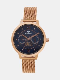 Mont Neo - Women Quartz Blue Dial Multi-Function Mesh Watch 9003M-B3305 (M)