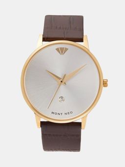 Mont Neo - Men Quartz Silver Dial Analog Leather Watch G1034E-L2203 (M)