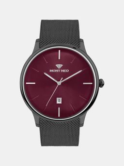 Mont Neo - Men Quartz Red Dial Analog Mesh Watch G1052E-B4412 (M)