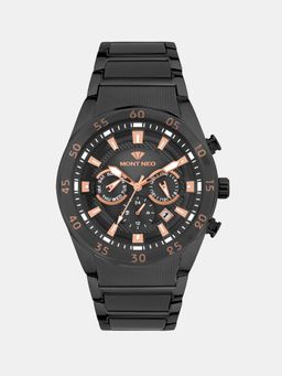 Mont Neo - Men Quartz Black Dial Multi-Function Metal Watch G1062M-M4404 (M)