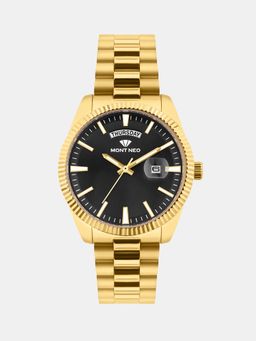 Mont Neo - Men Quartz Black Dial Analog Stainless Steel Watch G3505D-M2204 (M)