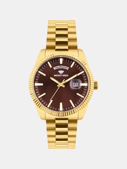 Mont Neo - Men Quartz Red Dial Analog Stainless Steel Watch G3505D-M2212 (M)