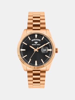 Mont Neo - Men Quartz Black Dial Analog Stainless Steel Watch G3505D-M3304 (M)