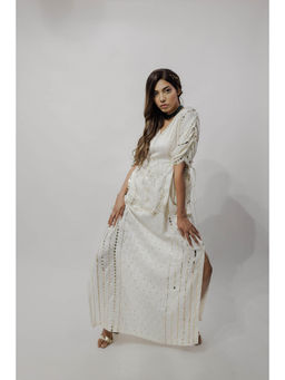 Neha Tarun - Ivory Embroidered Kaftan Dress