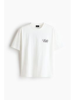 H&M - Men White Loose Fit Printed T-Shirt