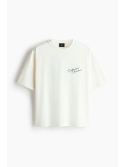 H&M - Men White Loose Fit Printed T-Shirt