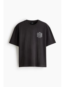 H&M - Men Black Loose Fit Printed T-Shirt