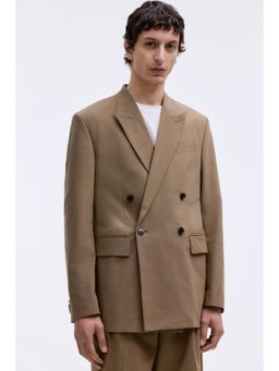 H&M - Men Beige Relaxed Fit Double-Breasted Jacket