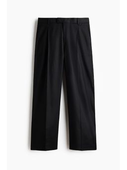 H&M - Men Black Relaxed Fit Tailored Linen-Blend Trousers