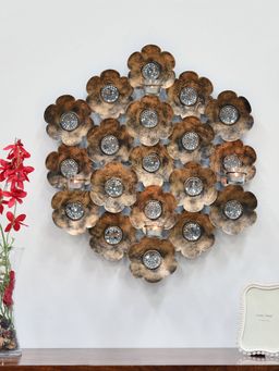 At Home by Nilkamal - Multi Flora Wall Decor Art Antique Gold