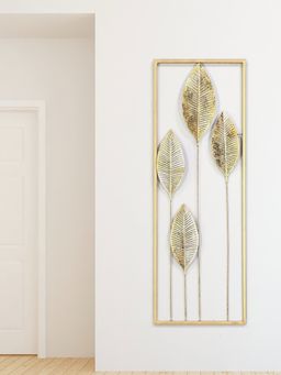At Home by Nilkamal - Leaf Long Panel Wall Decor Gold