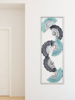 At Home by Nilkamal - Fan Panel Wall Decor Sea Green & Silver