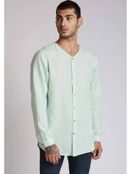 B Label - Mint Green Crescent V Neck Short Kurta