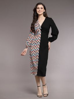 KASSUALLY - Multi Colored Front Twisted Midi Retro Dress