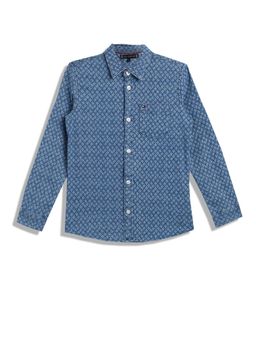 Tommy Hilfiger - Boys Blue Logo Regular Fit Cotton Shirt