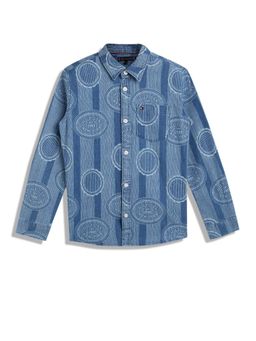 Tommy Hilfiger - Boys Blue Logo Regular Fit Cotton Shirt
