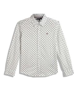 Tommy Hilfiger - Boys White Printed Regular Fit Cotton Shirt