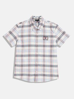 Tommy Hilfiger - Boys White Checks Regular Fit Cotton Shirt