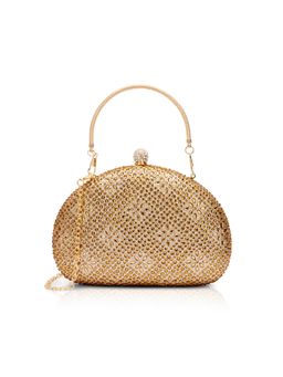 Lavie Signature - Hunson Womens Oval Frame Clutch With Detachable Strap - Gold (S)