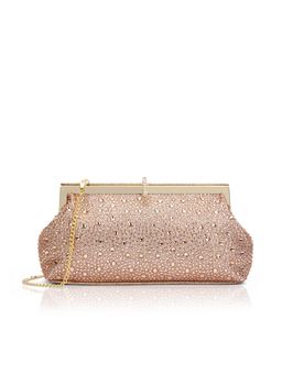 Lavie Signature - Madeira Womens Beads Frame Clutch With Detachable Strap - Rose Gold (S)
