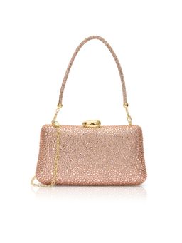 Lavie Signature - Peace Womens Square Frame Clutch With Detachable Strap - Rose Gold (S)