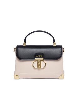 Akiki London - Women Westminster Satchel Bag With Detachable Strap - White & Black (S)