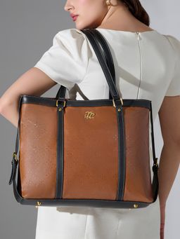 Lavie Signature - Sandidge Colorblock Tote Bag With Detachable Strap - Tan (L)