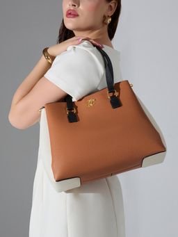 Lavie Signature - Signature Missoula 3C Satchel Bag With Detachable Strap - Tan (L)