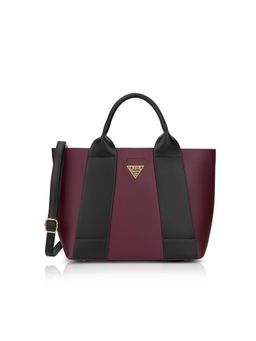 Lavie Signature - Women Savannah 3C Tote Bag With Detachable Strap - Maroon/Black (L)