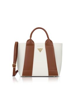 Lavie Signature - Women Savannah 3C Tote Bag With Detachable Strap - Off White/Tan (L)