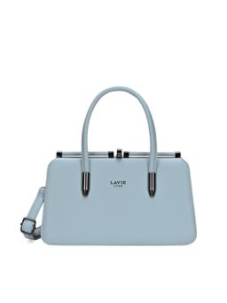 Lavie Luxe - Women Book Dual Handle Frame Satchel Bag With Detachable Strap - Blue Aura (M)