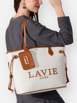 Lavie Luxe - Women Monogram Elise Tote Bag - Off White (L)