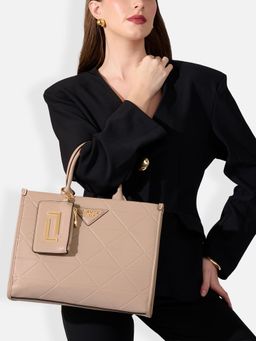 Lavie Luxe - Women Mona26 Box Satchel Bag With Detachable Strap - Mocha