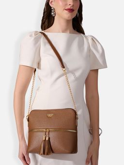 Lavie Luxe - Women Tiara26 Tassel Sling Bag - Tan (M)
