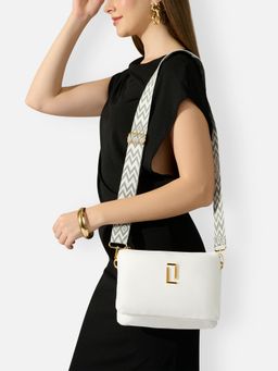 Lavie Luxe - Women Milan26 5-Compartment Sling Bag With Detachable Strap - White (L)