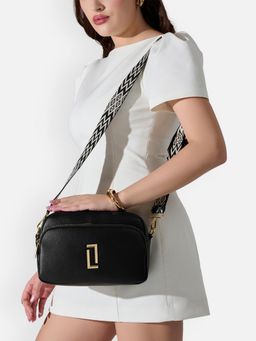 Lavie Luxe - Women Soft Sophie 2-Compartment Sling Bag With Detachable Strap Bag - Black (L)