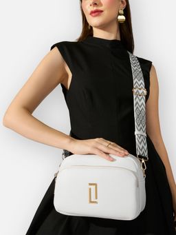 Lavie Luxe - Women Soft Sophie 2-Compartment Sling Bag With Detachable Strap Bag - White (L)
