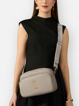 Lavie Luxe - Women Soft Sophie 2-Compartment Sling Bag With Detachable Strap Bag - Taupe (L)