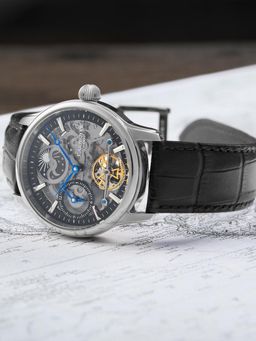 Earnshaw - Longitude Shadow Automatic Skeleton MoonPhase Black Round Dial Mens Watch - ES-8063-04