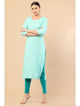 Soch - Blue Rayon Kurta with Ditsy Print and Gota Patti