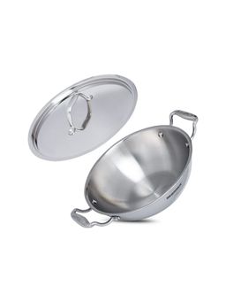 Bergner - Argent Triply Stainless Steel Kadhai With Lid, 26 Cm, Induction Base, Silver (1)