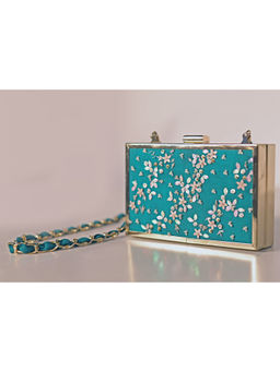 MANDIRA WIRK - Green Hand Embroidered Clutch