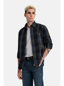 Snitch - Black Checks Cotton Regular Fit Shirt