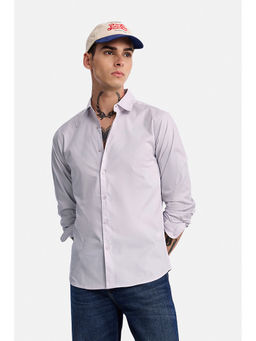 Snitch - Lavender Solid Cotton Blend Slim Fit Shirt